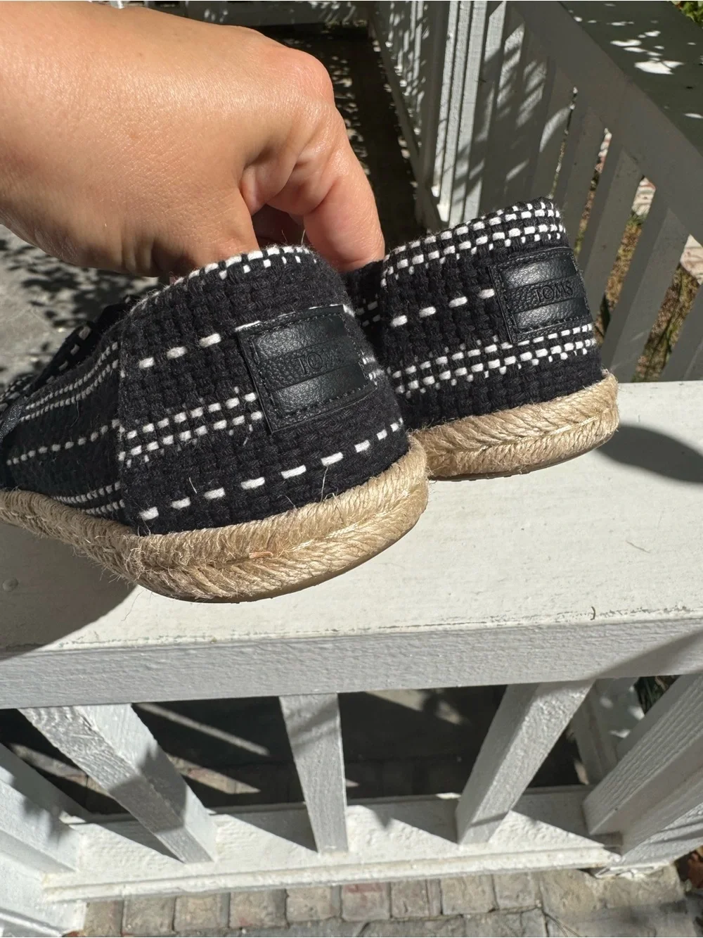 TOMS Black & White Woven Stripe Espadrilles